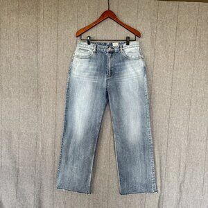 Mod9  Mod7 High Rise Light Blue Acid Wash Wide Straight Leg Unisex Jeans Size 33